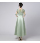 少女禮服裙透視蕾絲圓領長裙