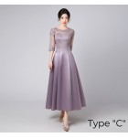 少女禮服裙透視蕾絲圓領長裙