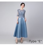 少女禮服裙透視蕾絲圓領長裙