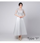 少女禮服裙透視蕾絲圓領長裙