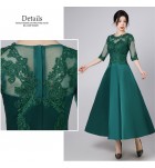 少女禮服裙透視蕾絲圓領長裙