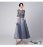 少女禮服裙透視蕾絲圓領長裙