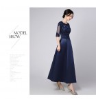 少女禮服裙透視蕾絲圓領長裙