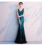 少女禮服裙V領魚尾長裙