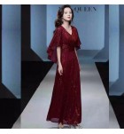 晚裝禮服裙V領亮片長裙