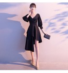 少女禮服裙V領派對不規則裙襬 