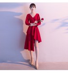 少女禮服裙V領派對不規則裙襬 