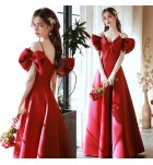 少女禮服裙V領蝴蝶結長裙