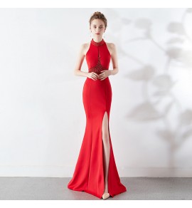 晚裝禮服裙掛脖魚尾長裙