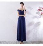晚裝禮服一字肩宴會長裙