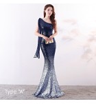 晚裝禮服單肩派對魚尾長裙 