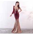 晚裝禮服單肩派對魚尾長裙 
