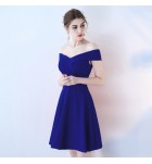 少女連身裙一字肩短款禮服裙