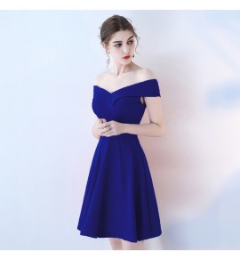 少女連身裙一字肩短款禮服裙