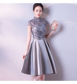 少女禮服裙立領派對及膝裙