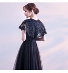 女裝禮服裙蕾絲圓領收腰長裙