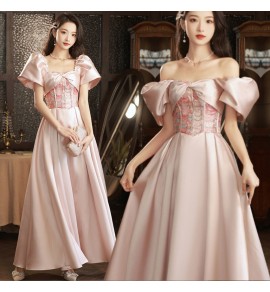 晚裝禮服裙一字肩/方領宴會長裙