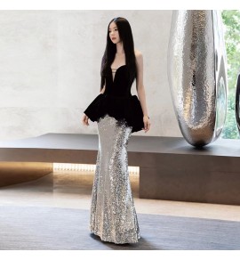 晚裝禮服裙性感抹胸魚尾長裙