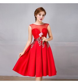 少女禮服裙透視網紗V領派對短裙