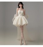 晚裝禮服裙抹胸露背短輕婚紗裙
