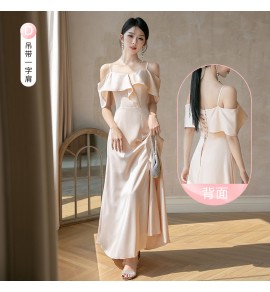 少女禮服裙香檳色宴會長裙