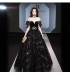 少女禮服裙性感一字肩宴會長裙