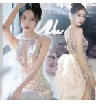 晚裝禮服裙性感掛脖露背魚尾長裙