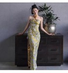 少女禮服裙抹胸開叉長裙