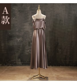少女禮服裙緞面宴會中長裙