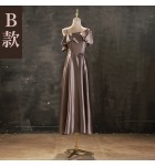少女禮服裙緞面宴會中長裙