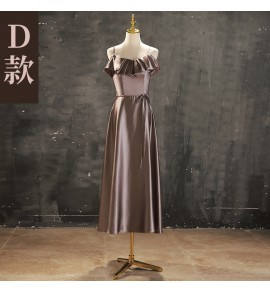 少女禮服裙緞面宴會中長裙