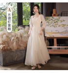 少女禮服裙伴娘服綁帶長裙
