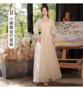 少女禮服裙伴娘服綁帶長裙