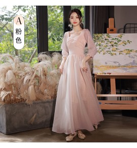 少女禮服裙伴娘服綁帶長裙