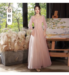 少女禮服裙伴娘服綁帶長裙