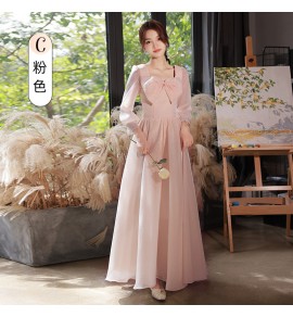 少女禮服裙伴娘服綁帶長裙