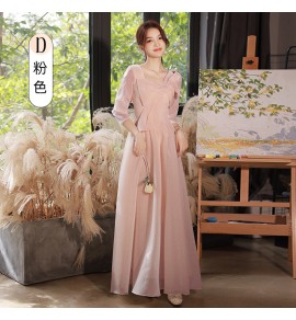 少女禮服裙伴娘服綁帶長裙
