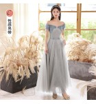 少女禮服裙深淺灰交錯伴娘服長裙