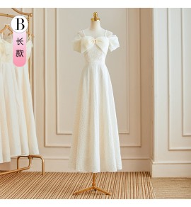 少女禮服裙香檳色伴娘服長裙