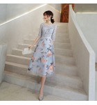 少女禮服裙圓領中袖A字裙
