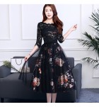 少女禮服裙圓領中袖A字裙
