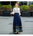 女裝禮服裙V領長袖中式馬面裙
