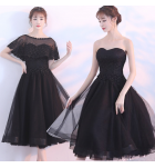 女裝禮服裙抹胸/圓領披肩派對中長裙