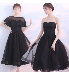 女裝禮服裙抹胸/圓領披肩派對中長裙
