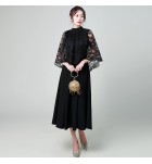 女裝禮服裙圓領蕾絲肩罩派對長裙