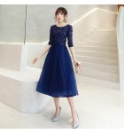 女裝禮服裙圓領中袖派對中長裙