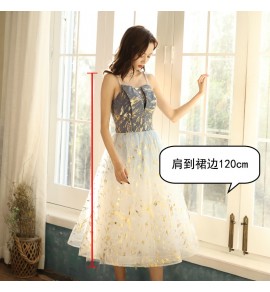 女裝禮服裙吊帶露肩中長裙