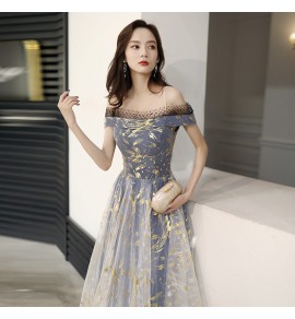 女裝禮服裙吊帶一字肩長裙