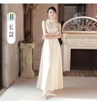 少女禮服裙香檳色緞面宴會長裙