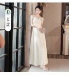 少女禮服裙香檳色緞面宴會長裙